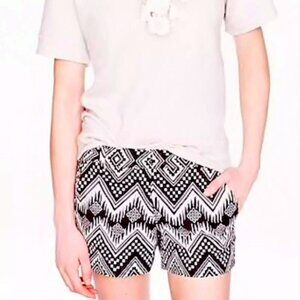 J.Crew Size 4 Black & Cream Chevron Ikat Print Shorts